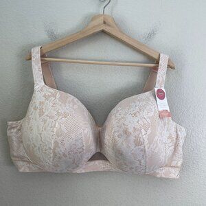 NEW Cacique Womens 50DDD Lightly Lined Balconette Bra Comfort Bliss Lace Beige